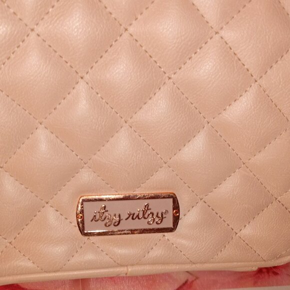Pink Quilted Itzy Ritzy Crossbody Diaper Bag with Rose Gold Hardware - Picture 5 of 13